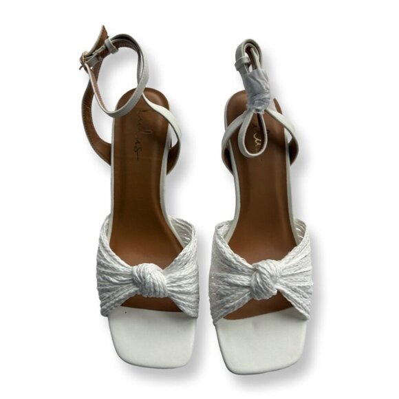 Lulu's Jaylea White Knotted Ankle Strappy Heeled Bridal Sandals Size 11 - Picture 4 of 11